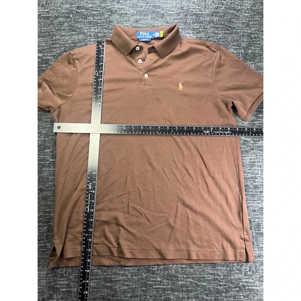Polo Ralph Lauren Polo Shirt Mens Medium Brown Classic Fit Short Sleeve Pique